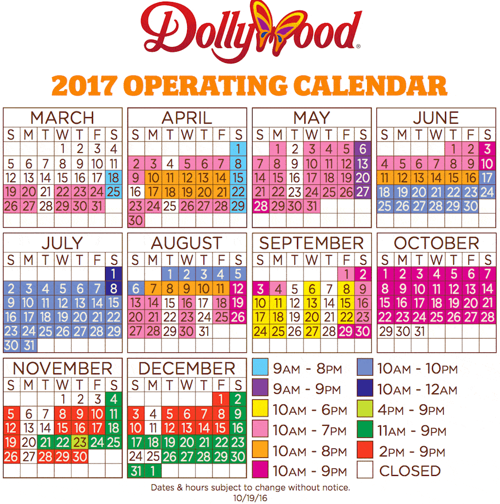 Dollywood Schedule and Dollywood Hours for 2017 Season ...