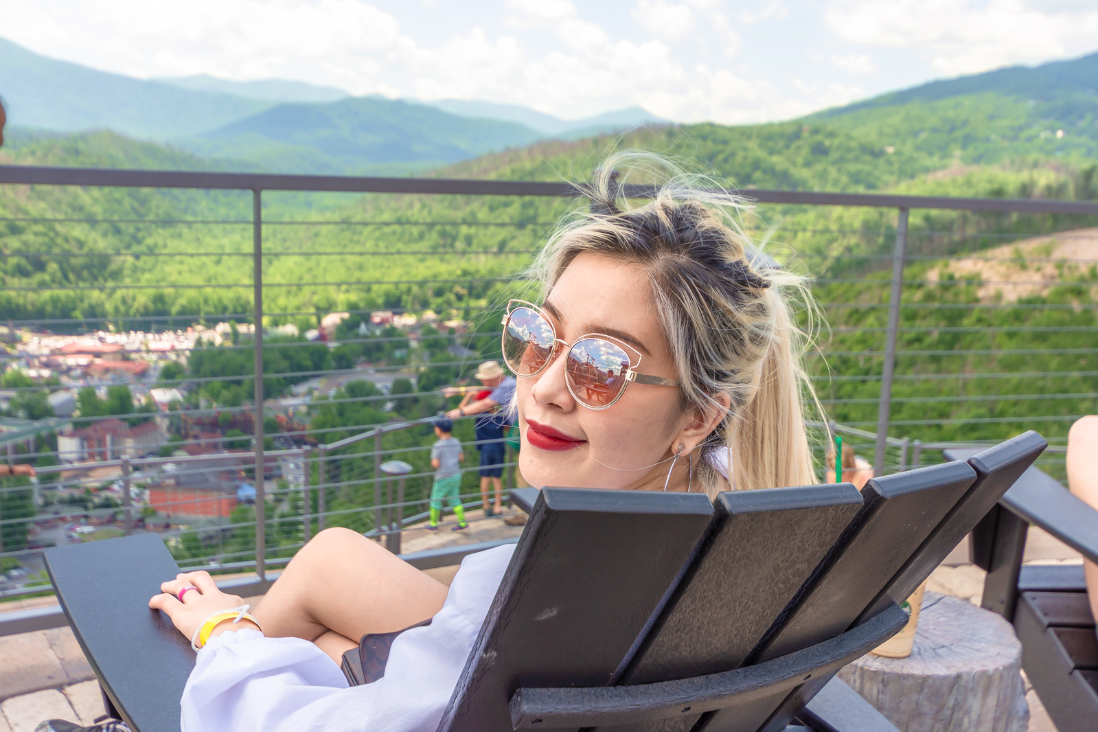woman enjoying Smokies view