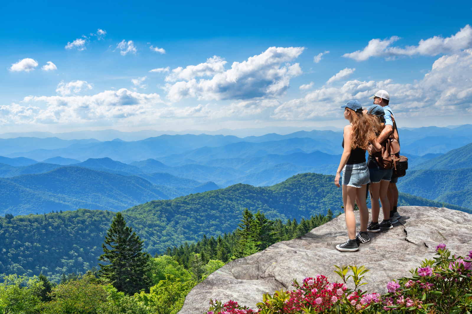 family enjoys view of the smokies
