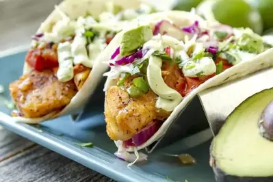 Delicious fish tacos.