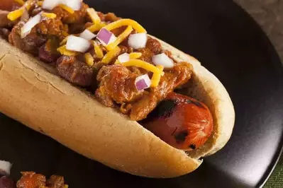 Tasty chili cheese hot dog.
