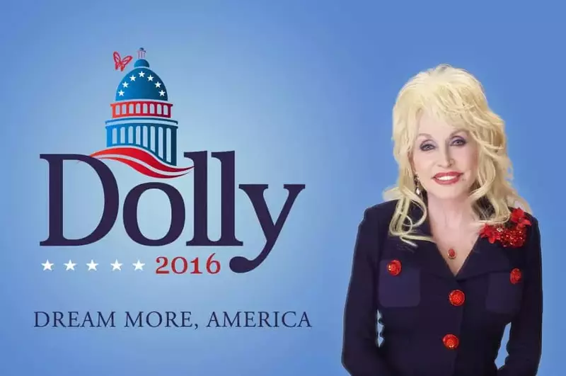 Dolly Parton for President promotional banner.