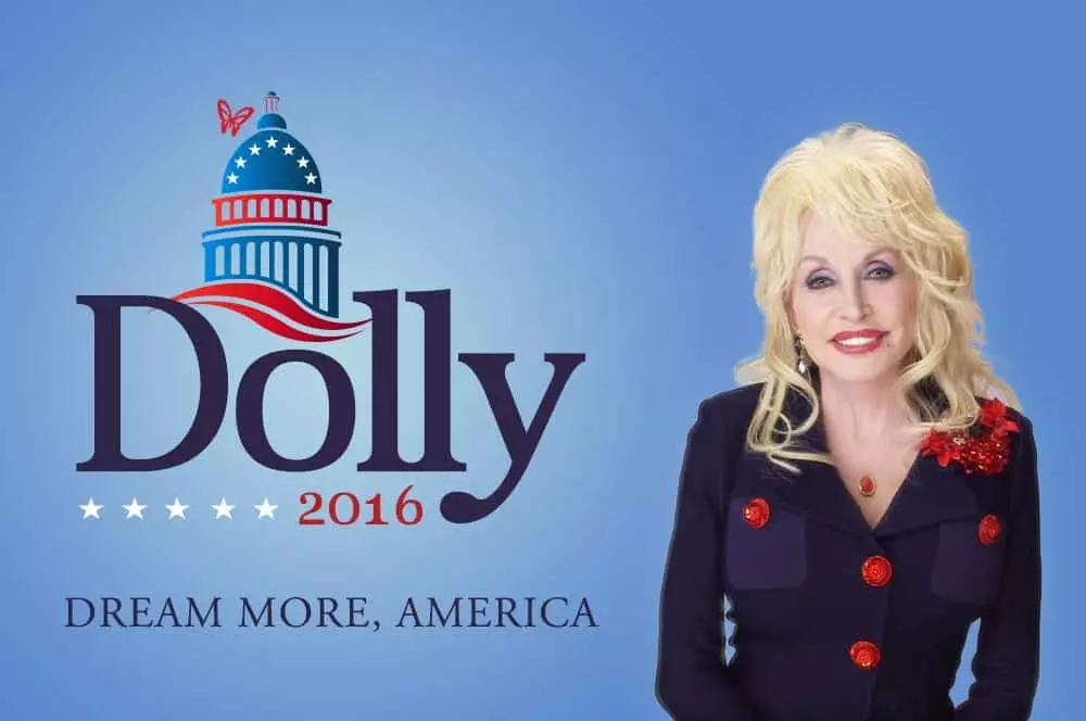 Dolly Parton for President promotional banner.