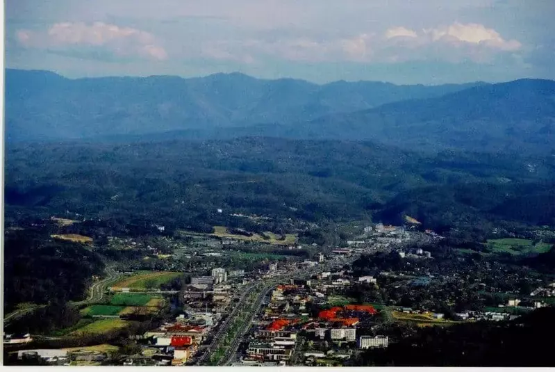 View of Pigeon Forge from the sky