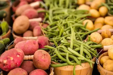 Fresh produce available at a farmers market