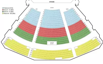 Seating chart for the Dollywood concert series at part of Dollywood's Showcase of Stars