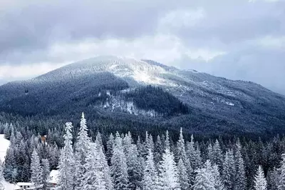 Winter mountains in the valley