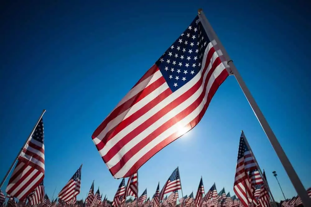 American Flags at at Veterans Day in the Smoky Mountains