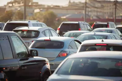 Cars stuck in a traffic jam