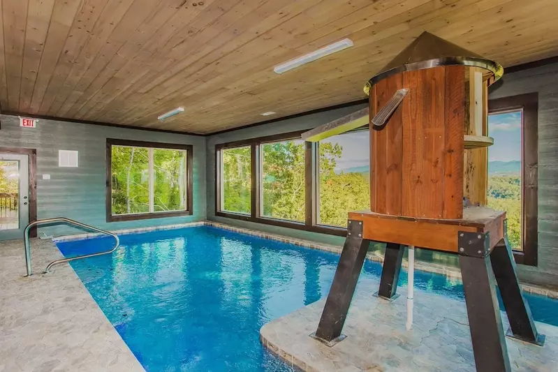 indoor pool inside Pigeon Forge cabin
