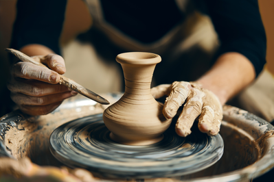 craftsmen at work on pottery