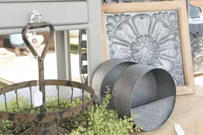 vintage and rustic home decor in shop