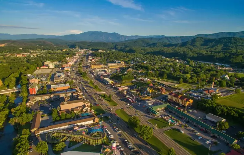 aerial view of Pigeon Forge