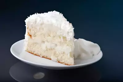slice of coconut cake on plate