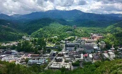 City of Gatlinburg on a cloudy day