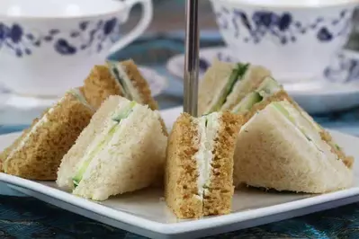 sandwiches with tea cups