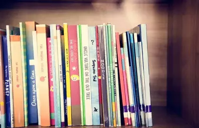 children's books sitting on a shelf