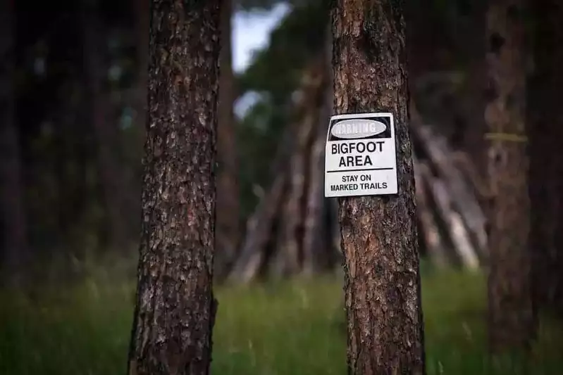 Warning Bigfoot Area sign in the woods