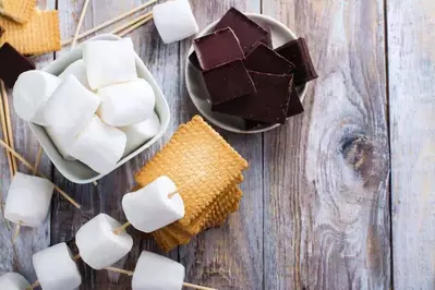 ingredients for smores on table