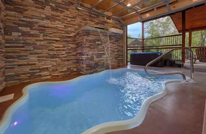 indoor swimming pool at cabin
