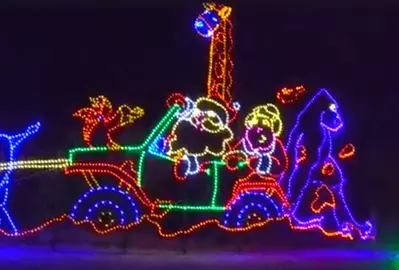 A colorful Christmas light display at Shadrack's Christmas Wonderland.