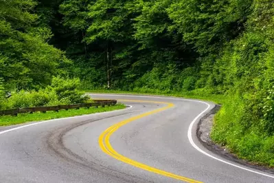A winding part of Newfound Gap Road in the Smoky Mountains.