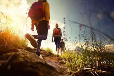 Friends hiking in the Smoky Mountains