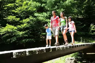 family hiking in the Smoky Mountains
