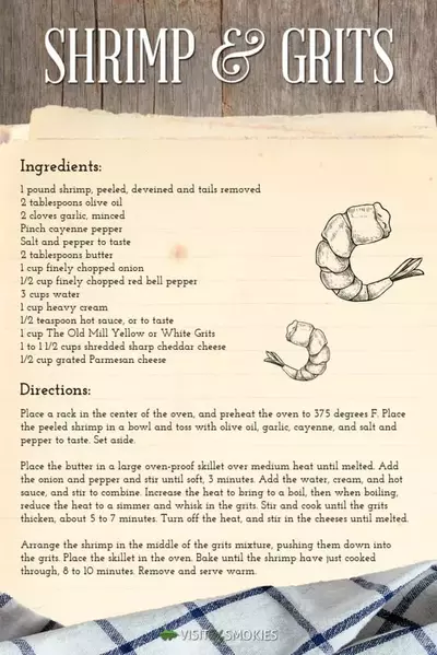 shrimp and grits recipe at the pottery house cafe in pigeon forge