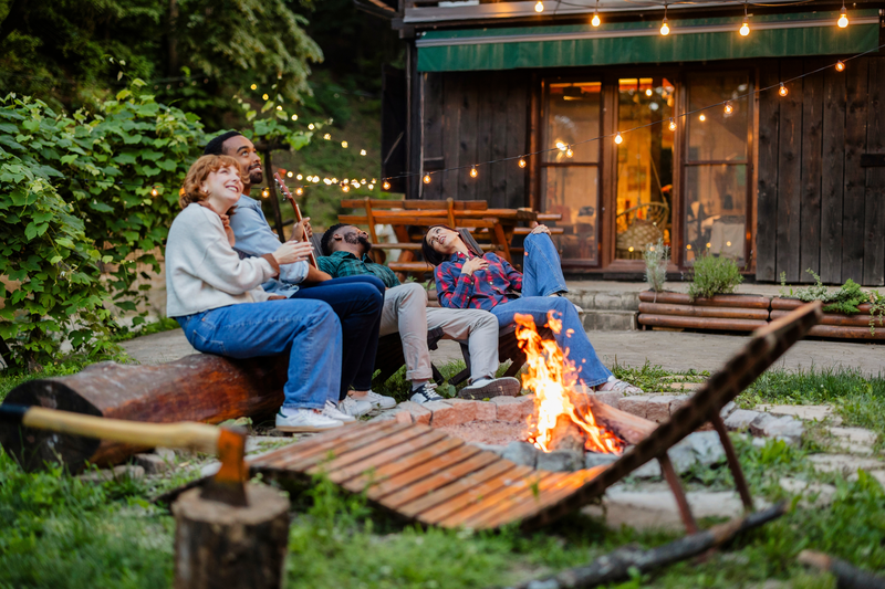 friends by the fire pit