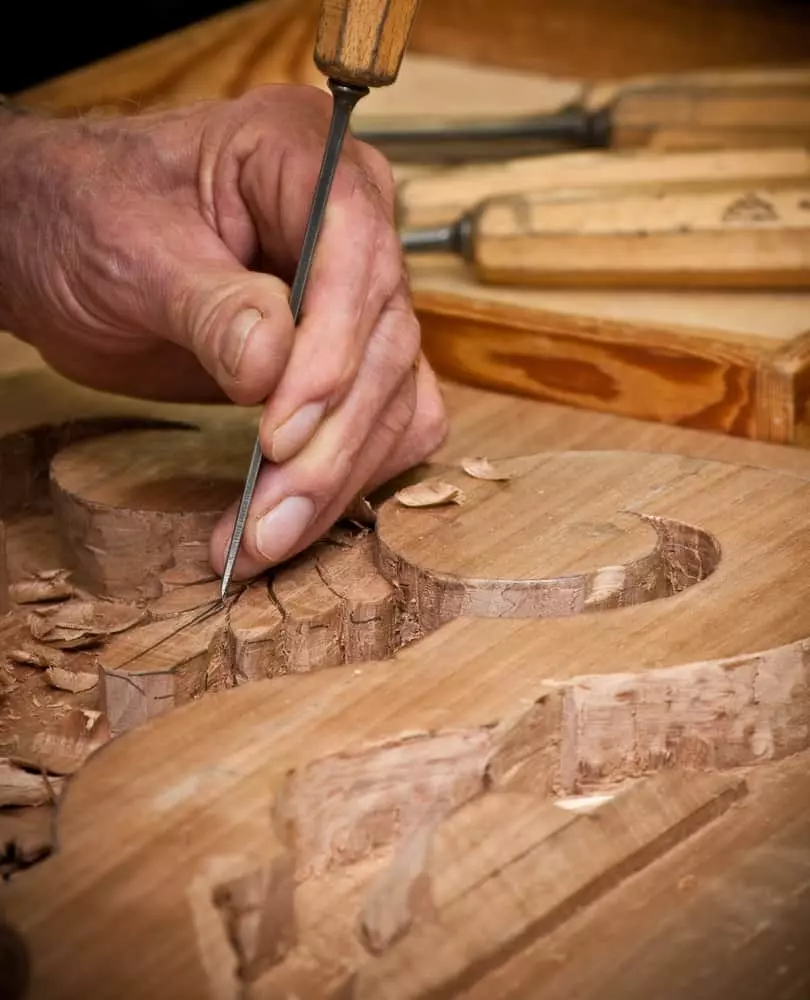 chiseling wood