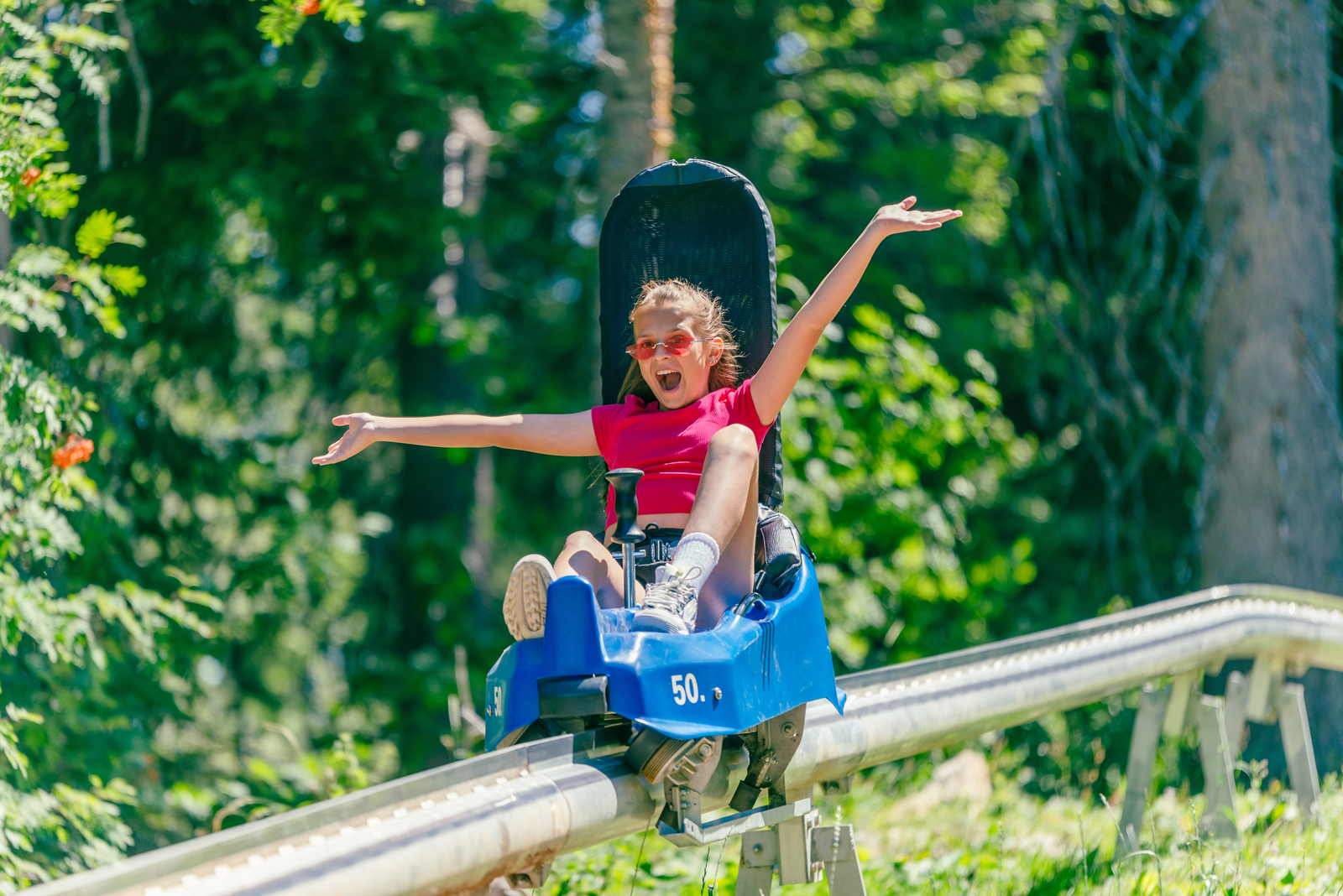 kid on mountain coaster