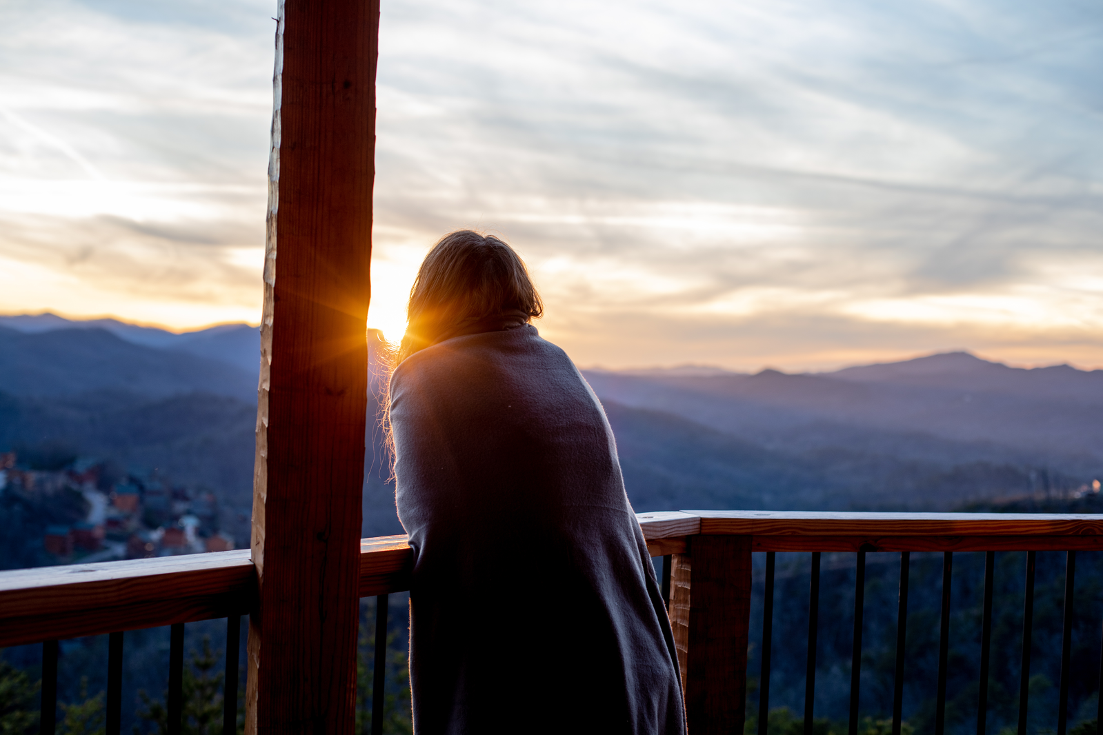 enjoying sunrise view