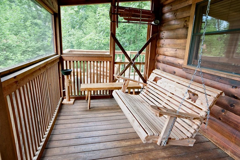 Porch Swing on the deck for relaxing