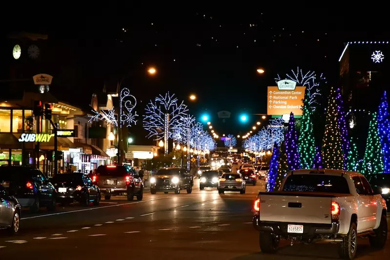 Winterfest lights in downtown Gatlinburg