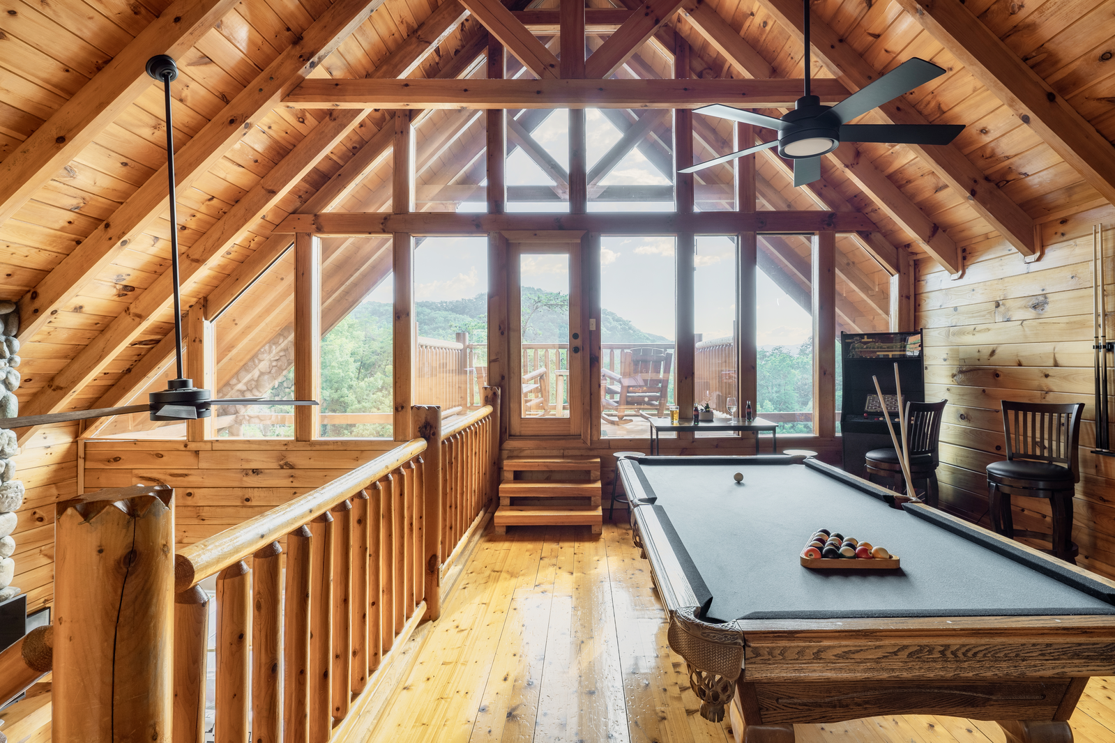 Loft with pool table and games