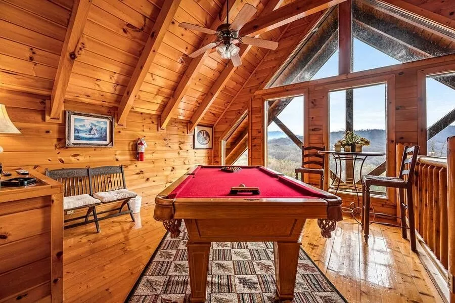Enjoy a game of pool with gorgeous mountain views!