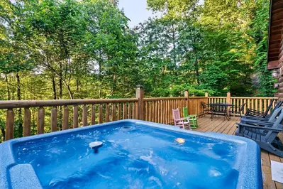 Hot tub on wrap around deck
