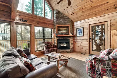 Living area with electric fireplace