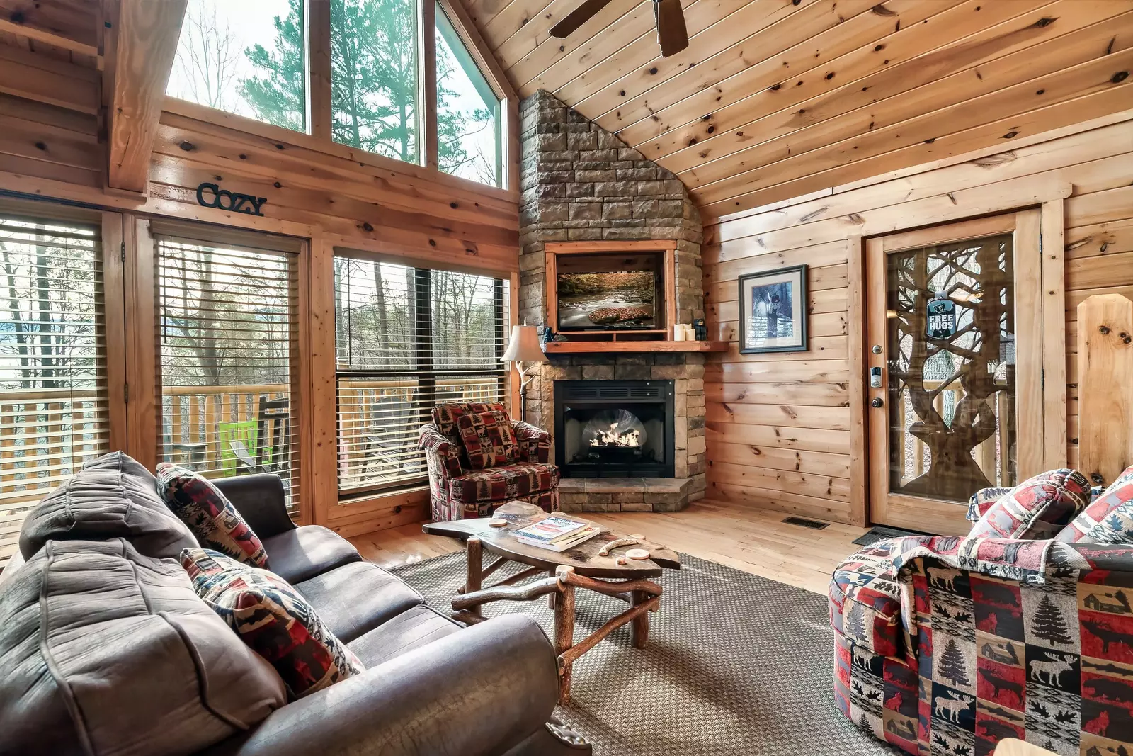 Living area with electric fireplace