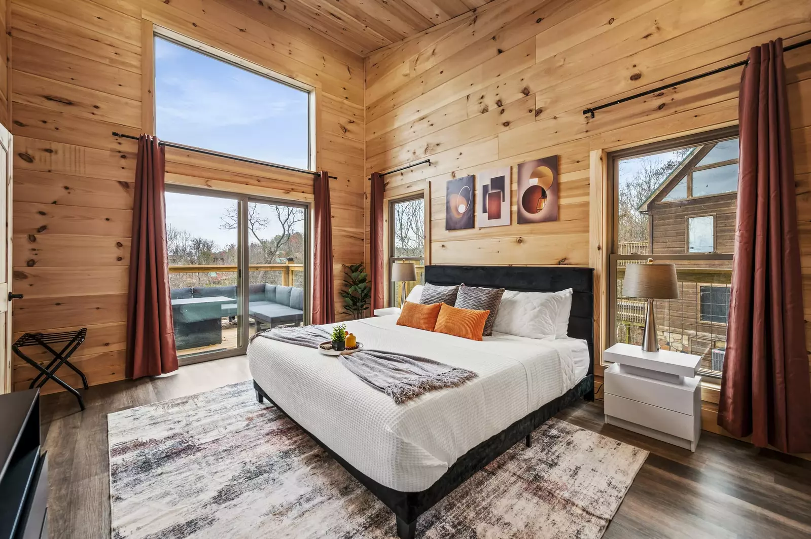 Step from serenity to scenery – our master bedroom boasts a private walkout to the deck