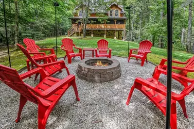 Secluded backyard with fire pit
