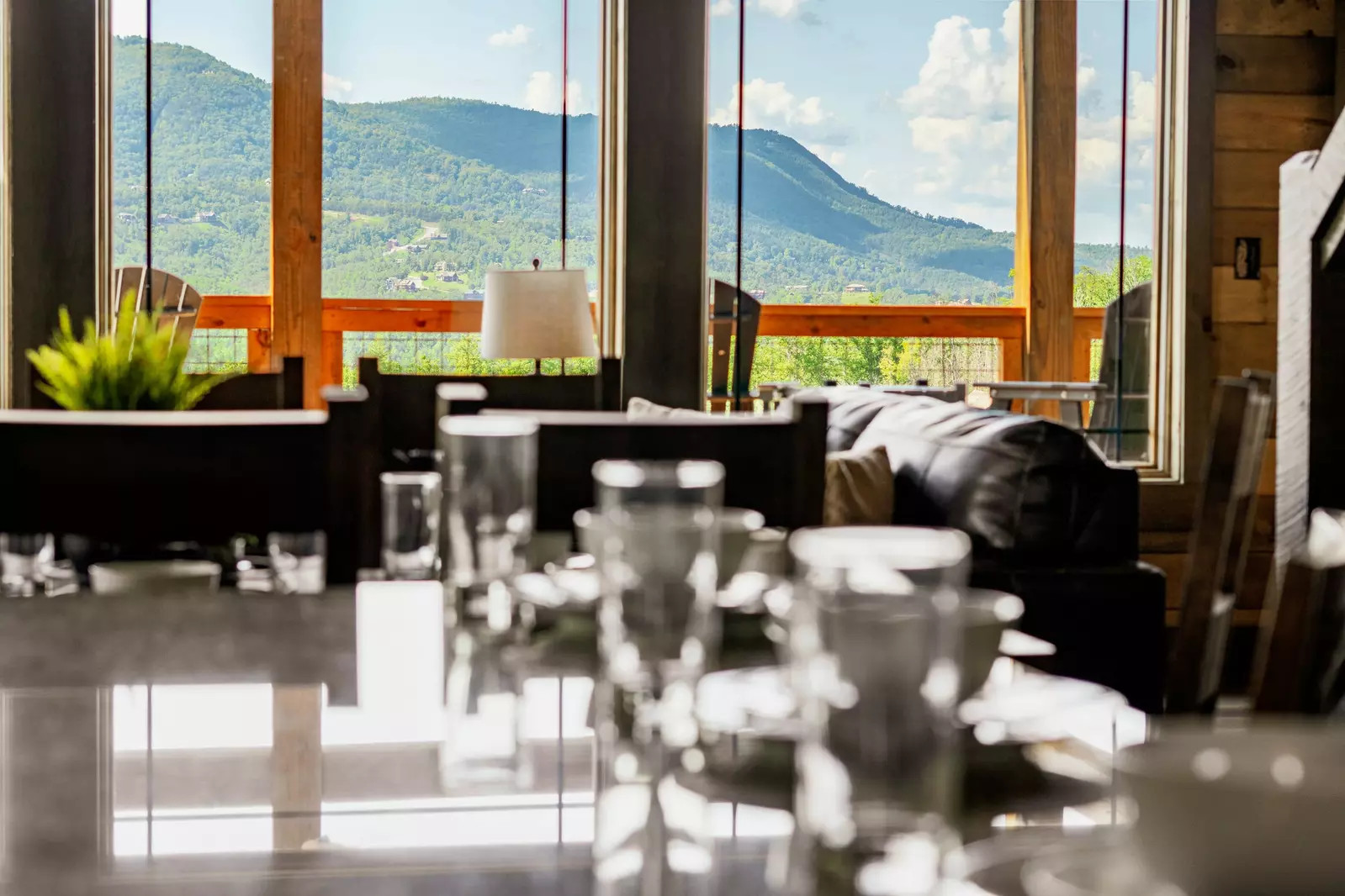 Dine indoors with a view.