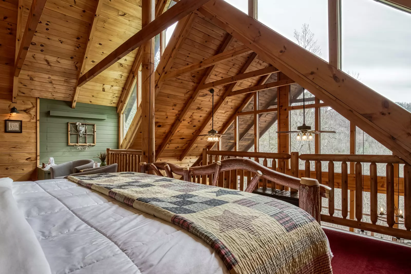 A Walk in the Clouds bedroom with floor to ceiling windows