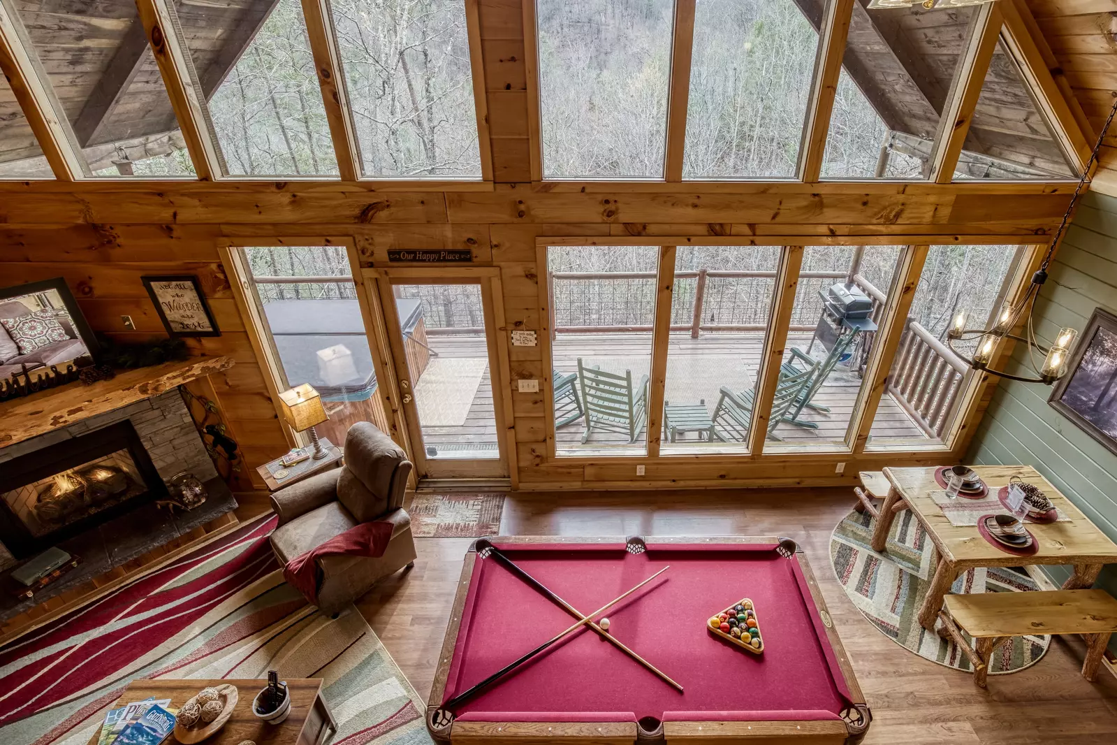 A Walk in the Clouds view of living room from loft