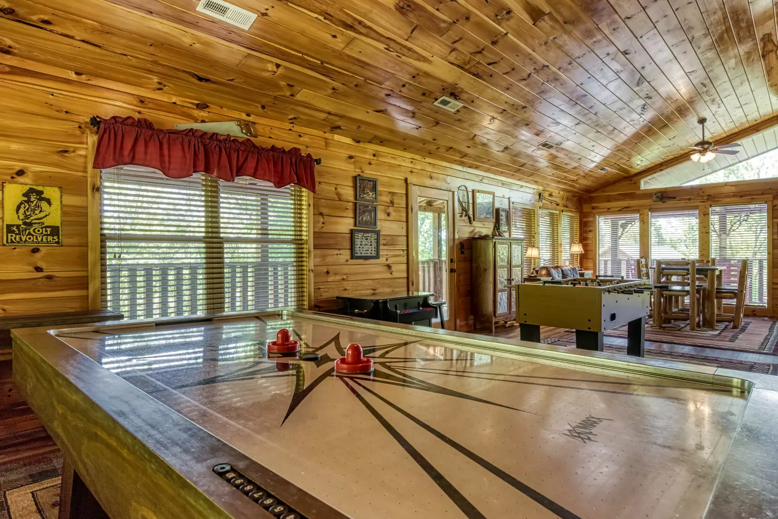 Antler Run third floor game room with air hockey table and foosball table