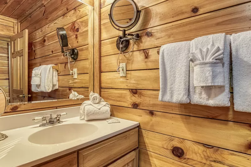 Awesome View main level bathroom with single vanity