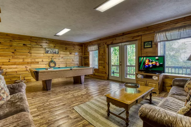 Awesome View lower level game room with pool table