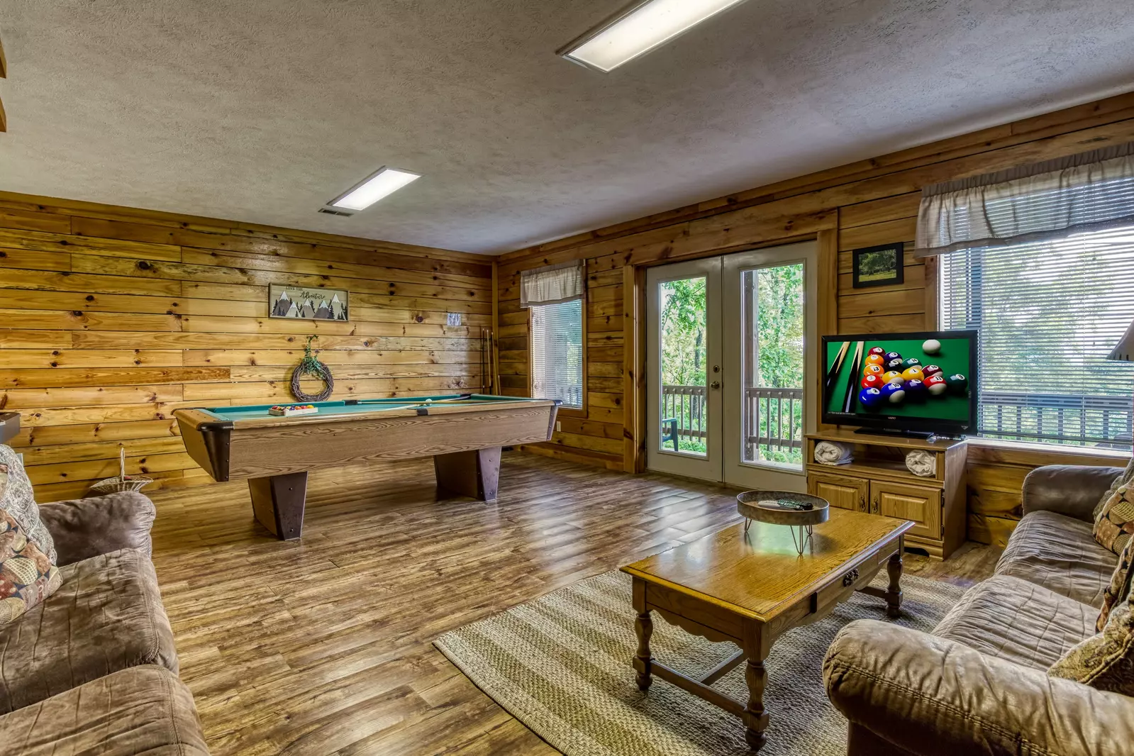 Awesome View lower level game room with pool table