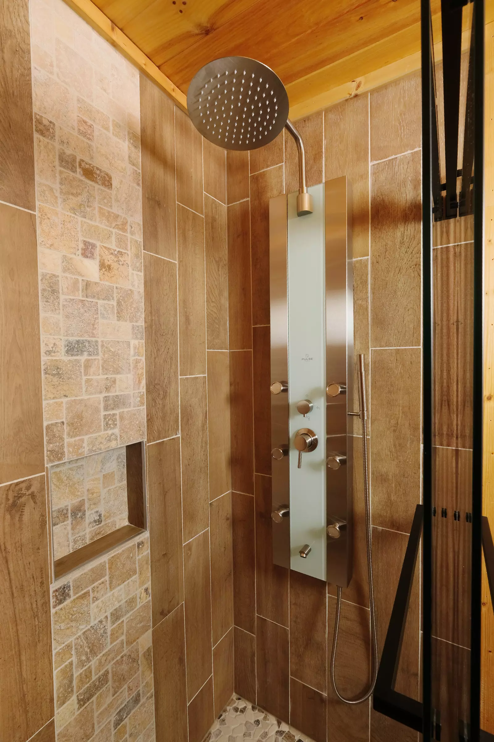 Bearadise Mountain Lodge bathroom with walk in spa shower